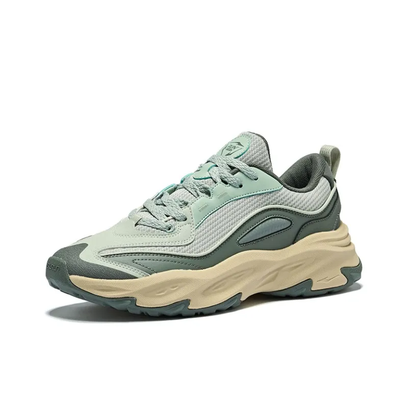 Erke Red Emperor Wear-Resistant Height Increasing Low-Top Casual Shoes Men's Gray Stone Green-2