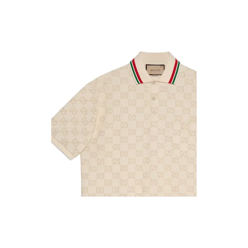 GUCCI Lido Polo Shirt Unisex Ivory White-3