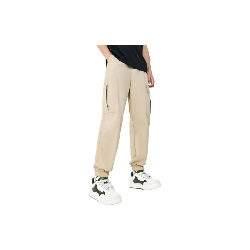 Anta Life Collection Knitted Sports Pants Men's Beige Khaki-3