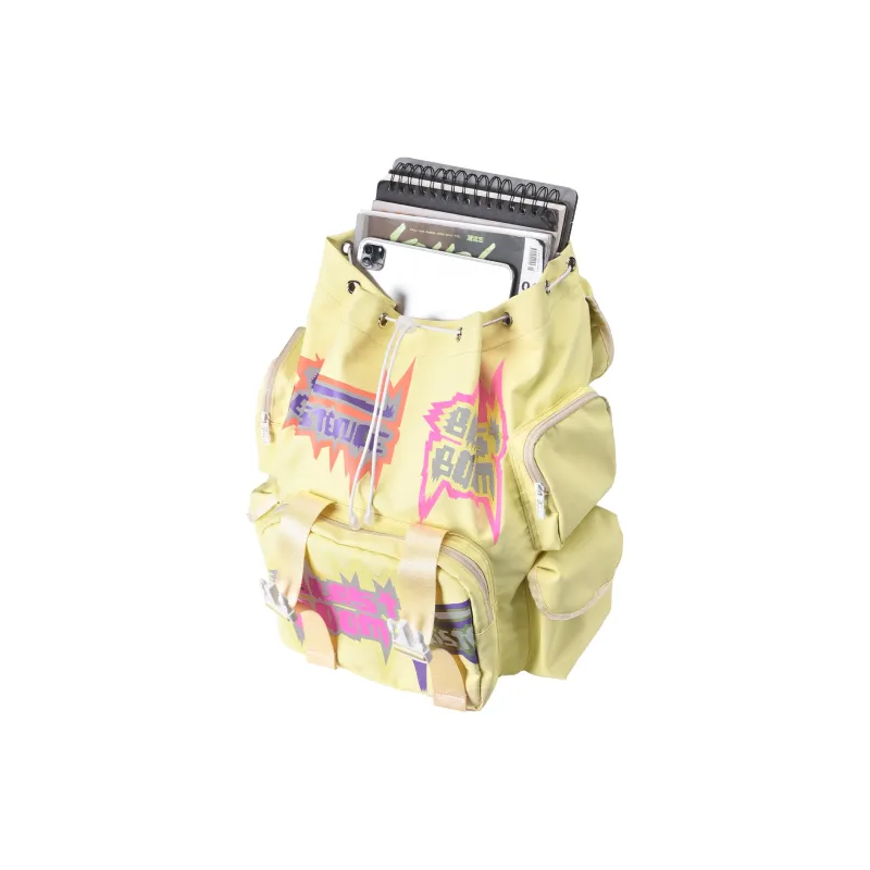 COEXISTENCE Polyester Backpack Travel Bag Tubas Unisex Beige Yellow-6