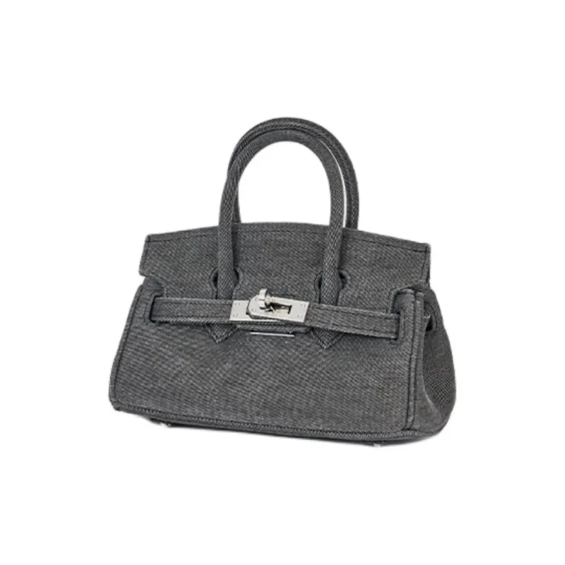 Margin Goods Yarn Fabric Handbag Small Size Women's Black-1