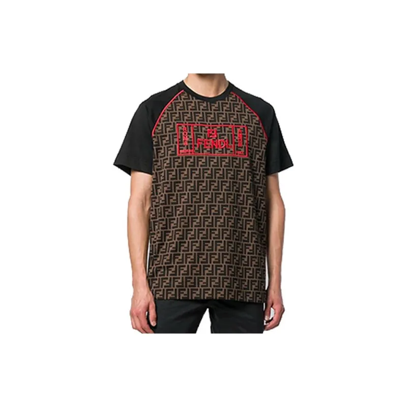 FENDI T-Shirts Men Brown-2