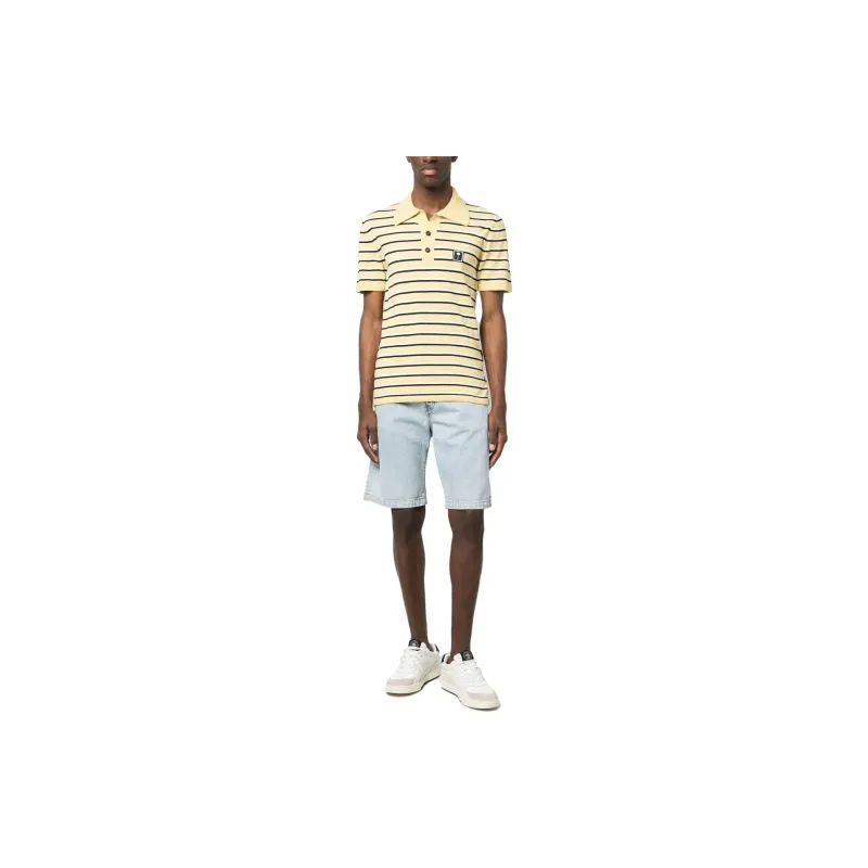 PALM ANGELS Logo Patch Striped Terry Polo-2