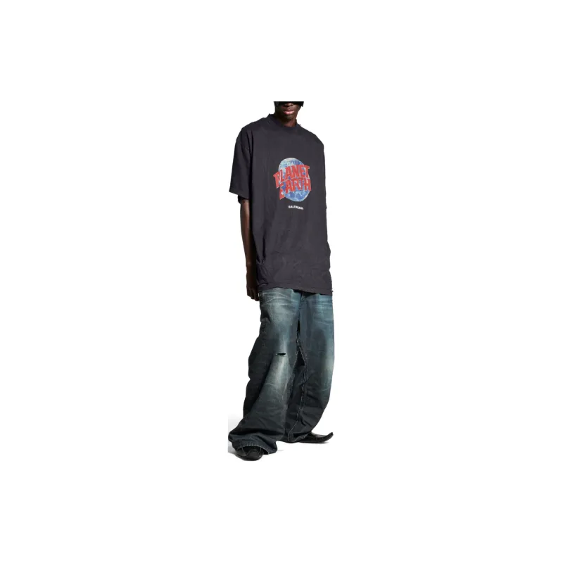Balenciaga Men's Planet Earth T-shirt Oversized Black-2