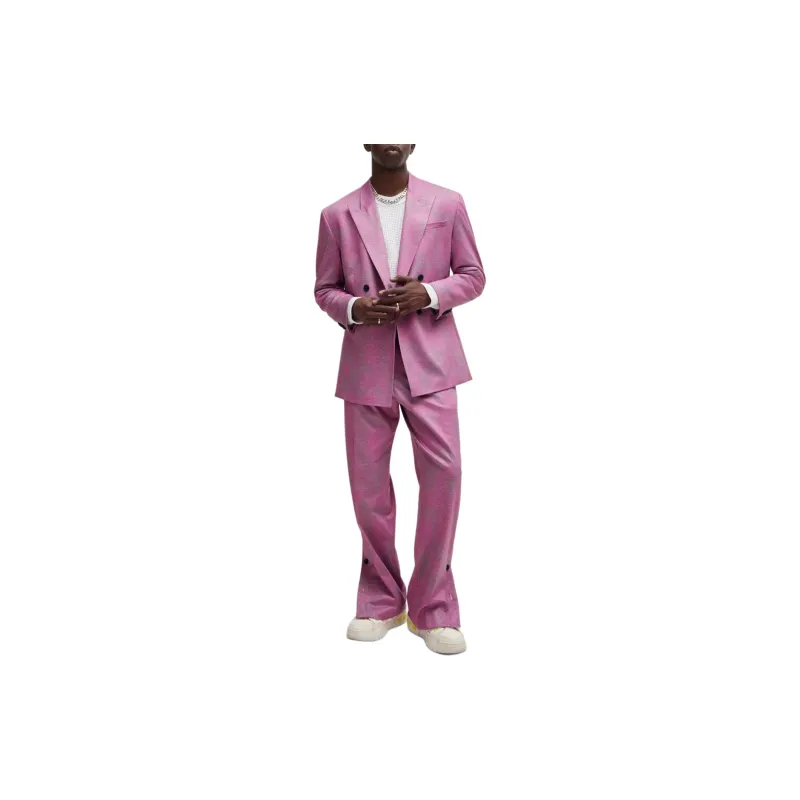 HUGO BOSS Modern-Fit Suit In Printed Performance-Stretch Fabric Business Suits Men's Pink-1