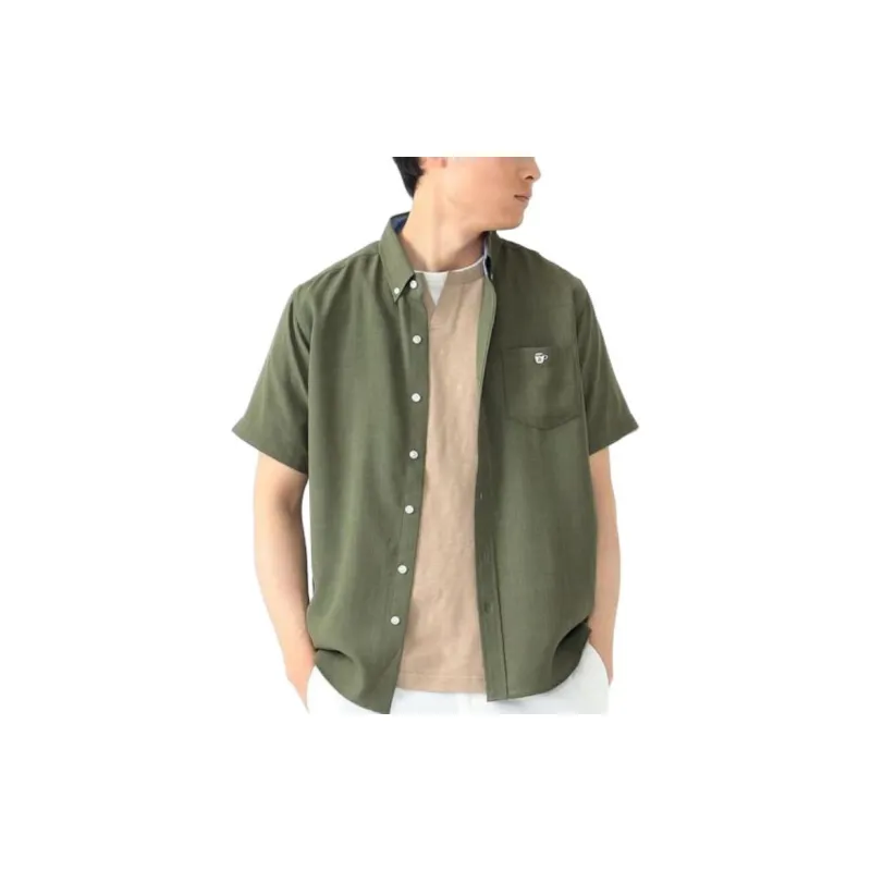 Beams Shirts Men Olive Green-4