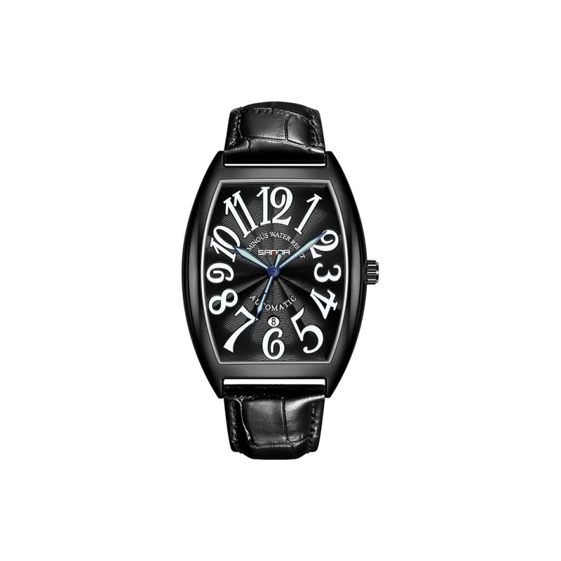 Sanda Mechanical Movement Leather Strap Watch Men's Watches Black Dial-0