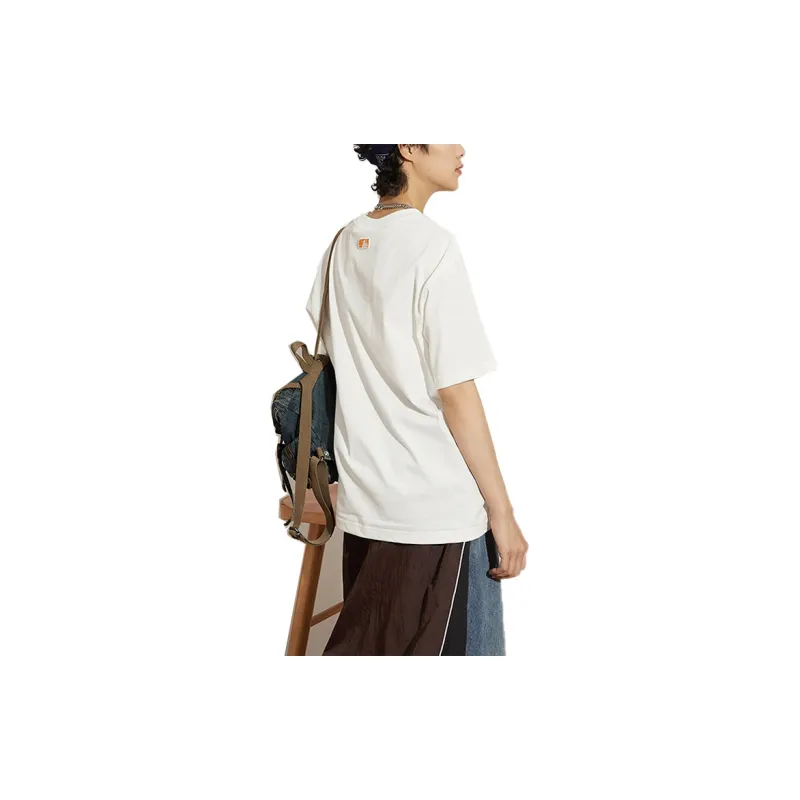 MLB Drop Shoulder Sleeve T Shirt Unisex Cream-3