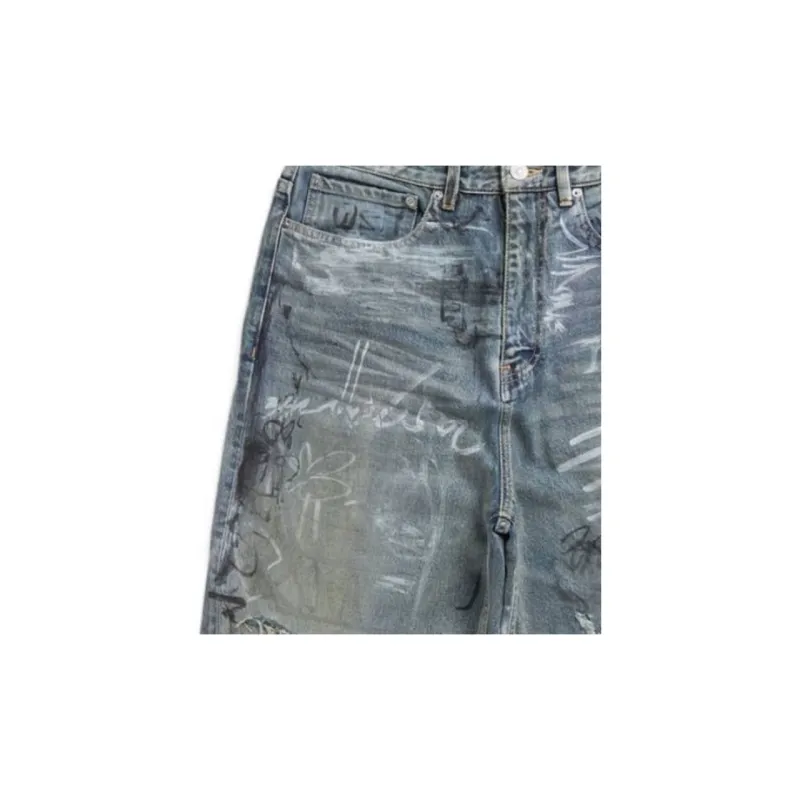 Balenciaga FW23 Denim Shorts Loose Fit Style Unisex Blue-3