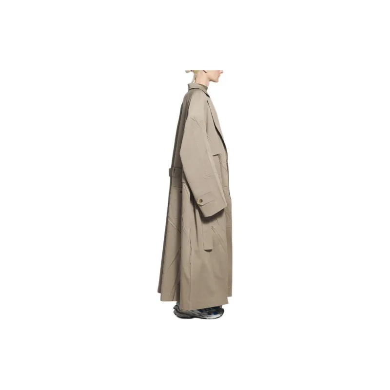 Balenciaga Trench Coat Loose Fit Style Men's Beige-4