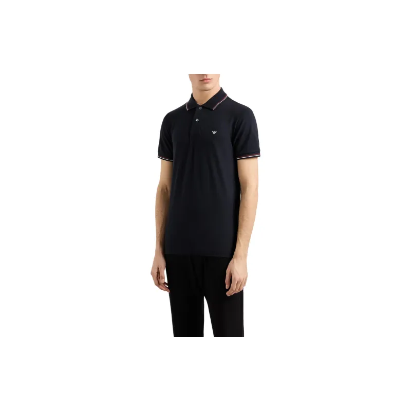 EMPORIO ARMANI Slim fit Stretch Piqué Polo Shirt With Micro Eagle-1