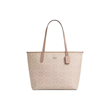 COACH City Coated Canvas Tote Bag, Shopping Bag, Handbag Large Size Women's Taupe