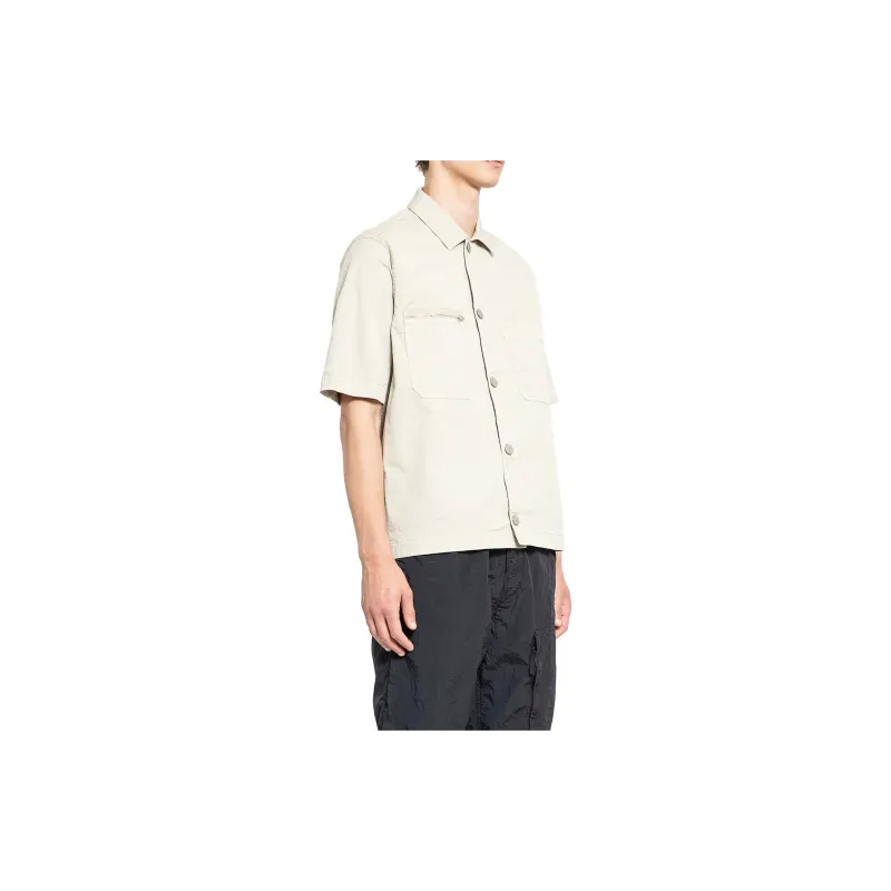 STONE ISLAND Logo Patch Short Sleeved Shirt Jacket-3