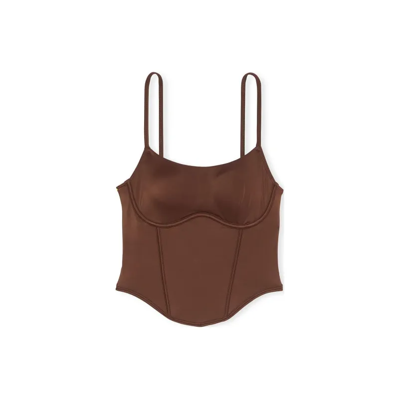 Victoria's Secret PINK Bralettes & Bra Tops The Cinched Micro Corset Top/C Bra Women's Ganache-0