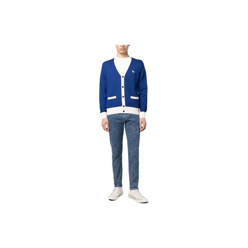 Maison Kitsune Sweaters Unisex Blue White Two Tone-1