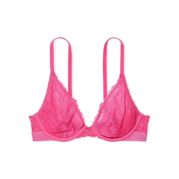Victoria's Secret PINK WINK Unlined Plunge Bra / Carmine Rose Bra Women's Rouge Rose