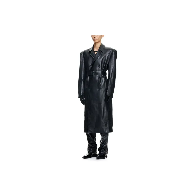 Mugler H&M Leather Trench Coat Mens-3