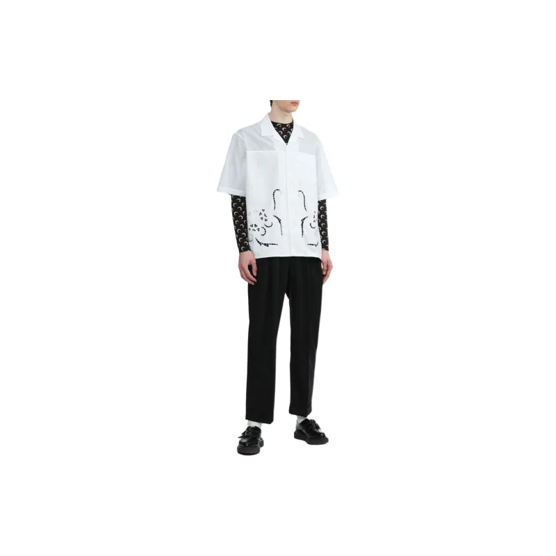 Marine Serre Lace-Detailed Short-Sleeved Shirt-2