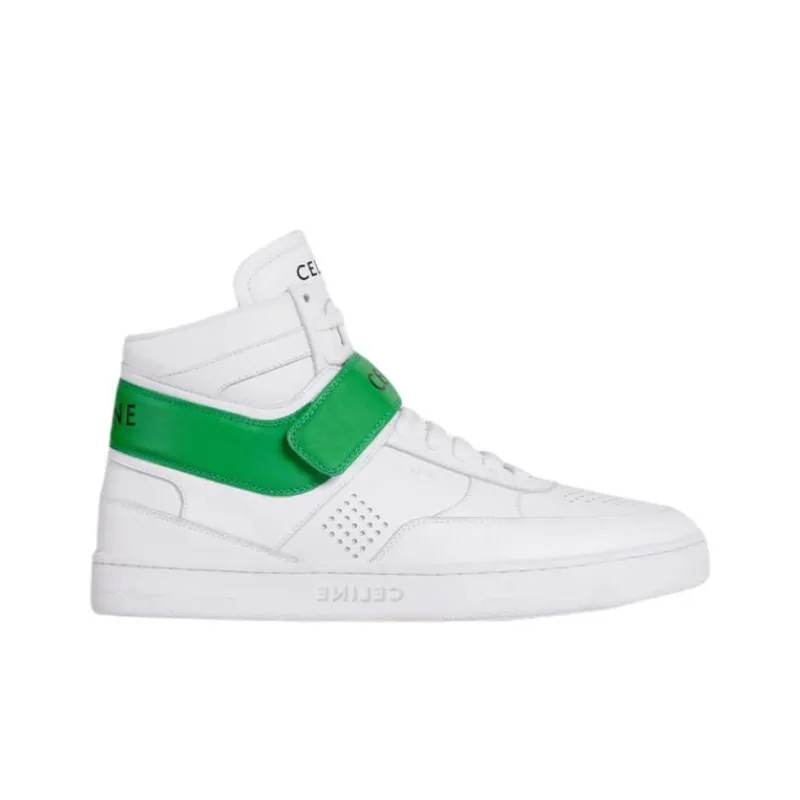 CELINE High-Top Stylish Skateboarding Shoes Women's White Green-1