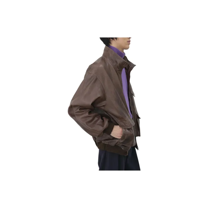 Auralee Heavy Lamb Leather Zip Jacket-3