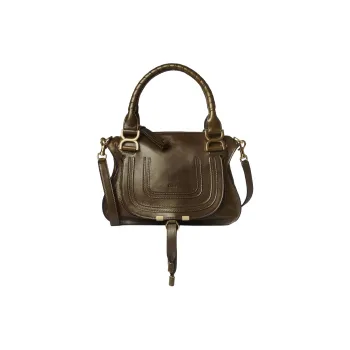 Chloe Marcie Calfskin Shoulder Bag Crossbody Bag Handbag Small Size Women's Dark Khaki