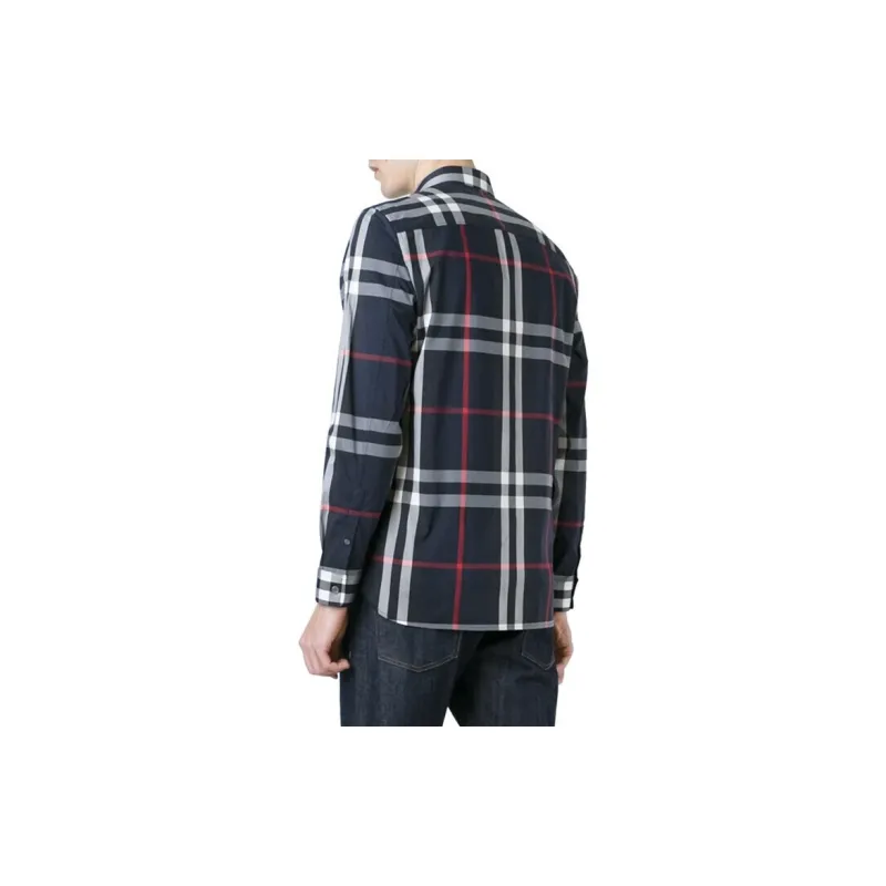 Burberry Shirts Men Navy Blue-3