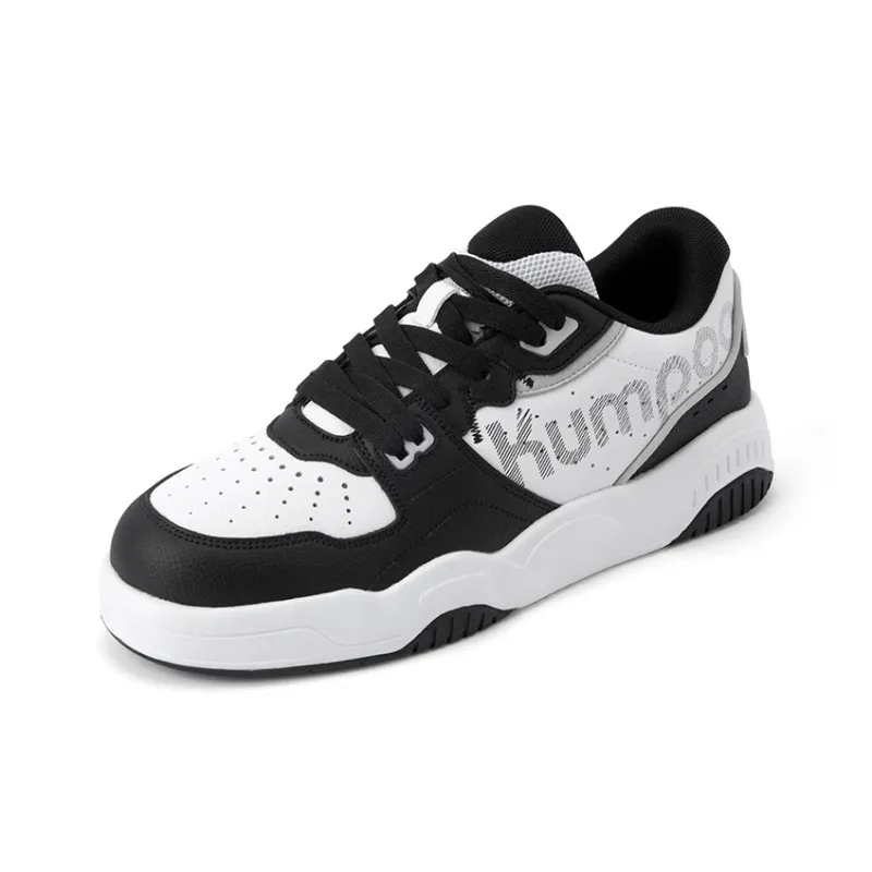 KUMPOO Wear Resistant Breathable Supportive Lightweight Rebound Low Top Badminton Shoes Unisex Black White-2