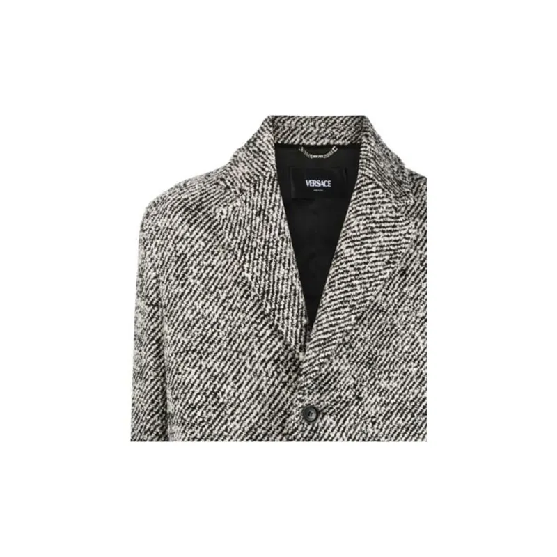VERSACE Single-Breasted Long Coat-4