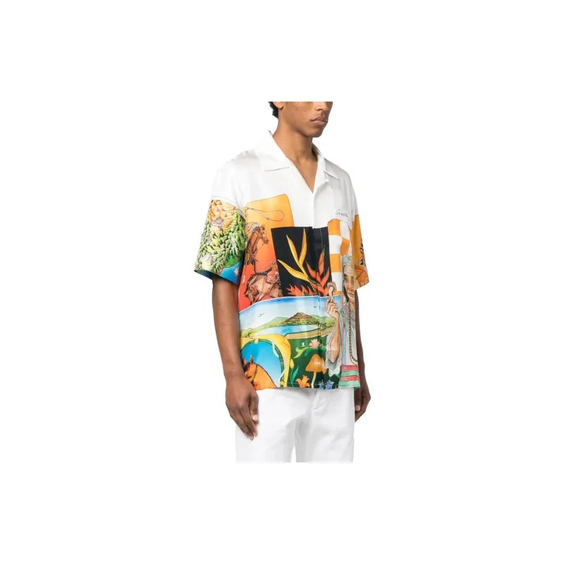CASABLANCA Cuban Collar Short Sleeve Shirt-3