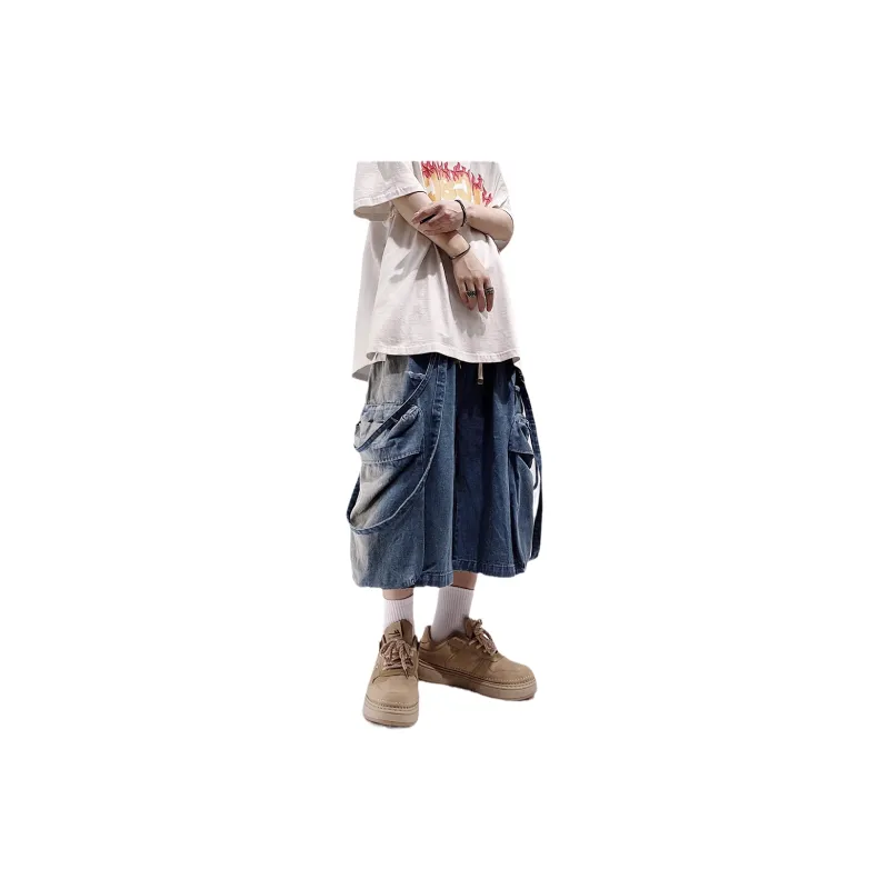 UUCSCC Denim Shorts Men Blue-11