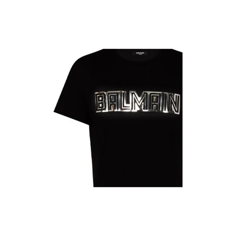 BALMAIN Metallic Embossed T Shirt-4