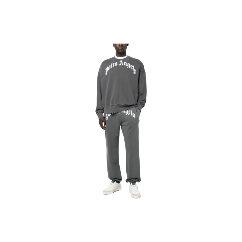 PALM ANGELS Gd Curved Logo Washed Sweater-1