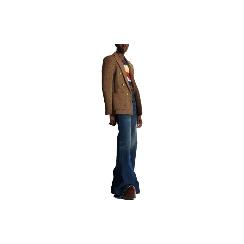 BALMAIN Houndstooth Peak lapels Blazer-5