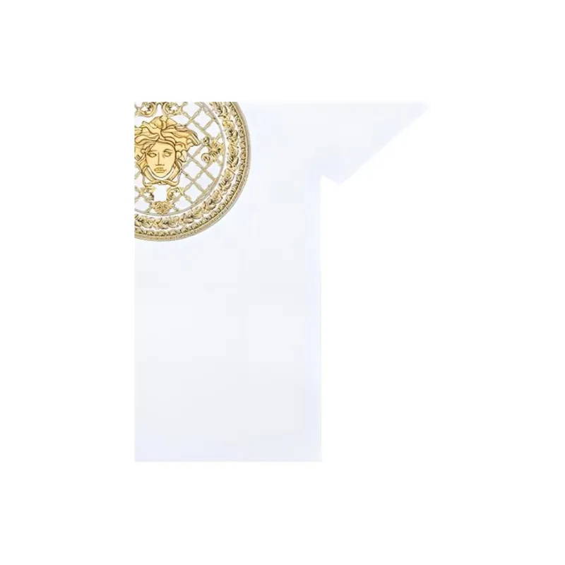 VERSACE Logo Emblem Crew Neck Short Sleeved T Shirt T Shirt Men's White-3