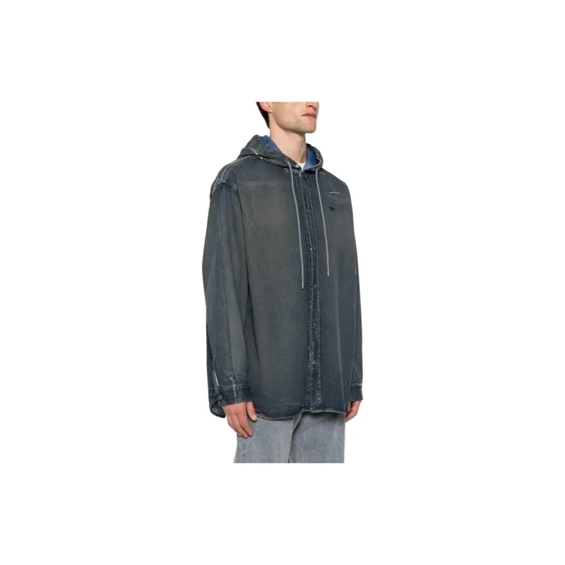 DIESEL D-Dewny-Hood Logo Embroidered Shirt-3