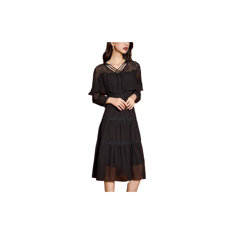 Mylan Long Sleeved Dress Women's Black-0