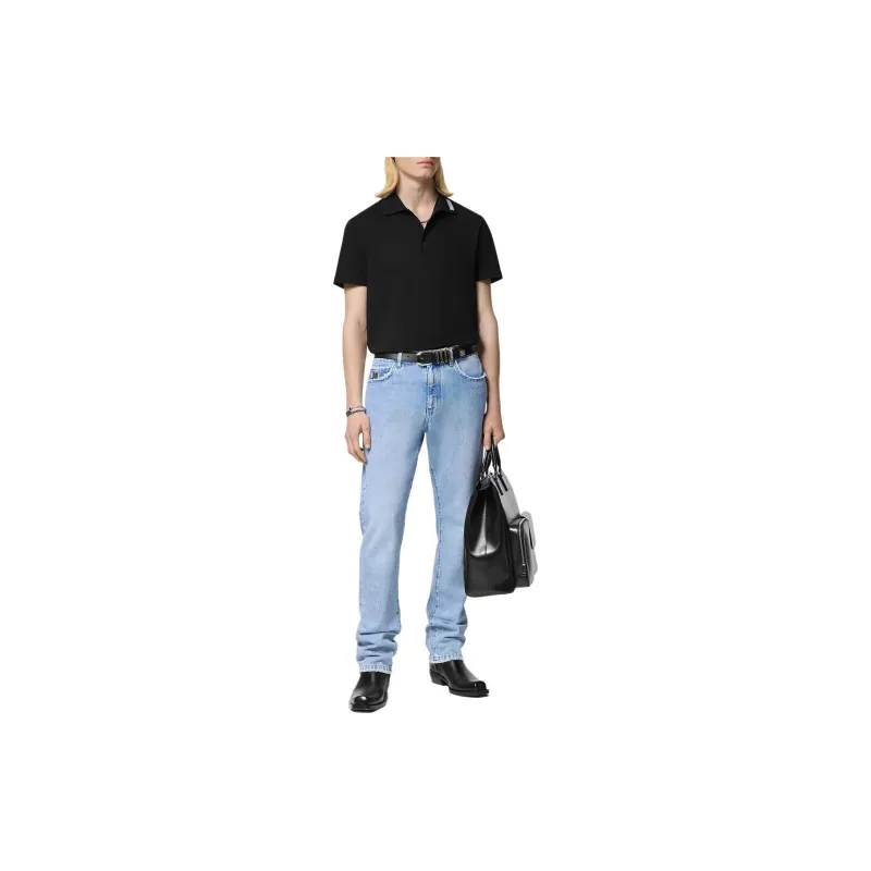 VERSACE Logo Patch Short Sleeved Polo Shirt-1
