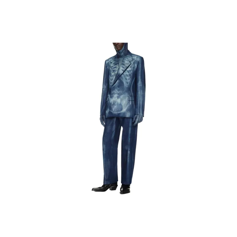 OFF-WHITE Runway Body Scan Double-breasted Denim Blazer-1