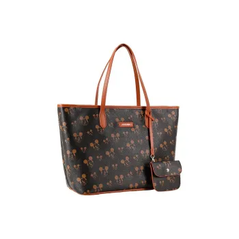 Disney Mickey Series Embossed Leather Tote Shoulder Bag Women's Brown