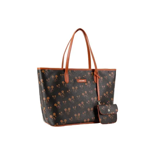 Disney Mickey Series Embossed Leather Tote Shoulder Bag Women's Brown