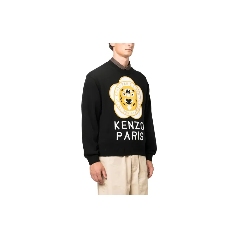 KENZO Logo Embroidered Ribbed Knit Sweater-3