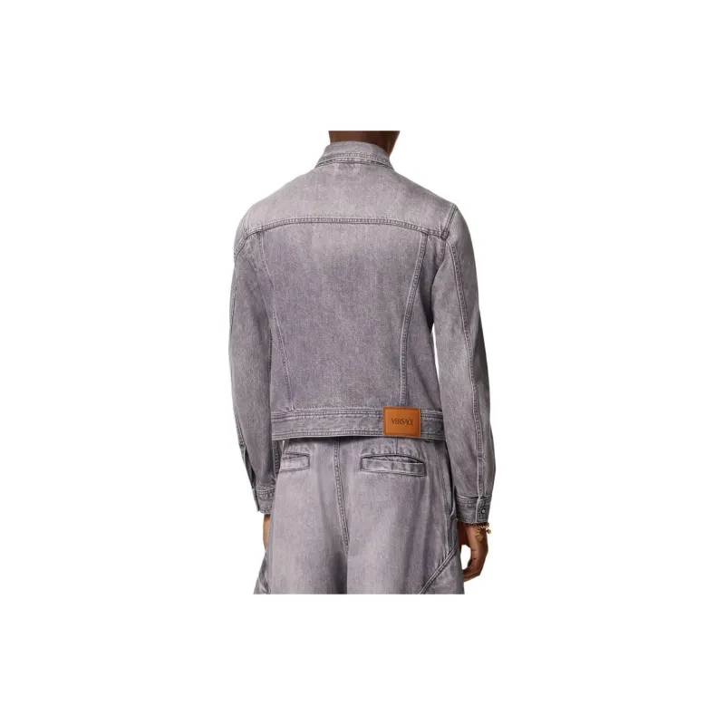 VERSACE Medusa Head Buttons Long Sleeved Denim Jacket-3