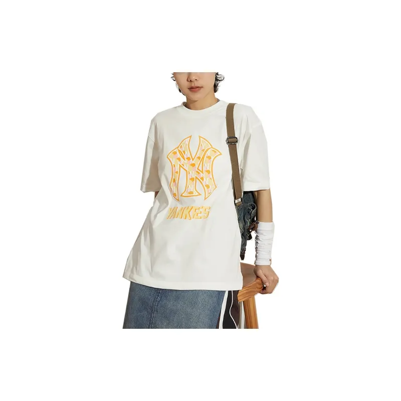 MLB Drop Shoulder Sleeve T Shirt Unisex Cream-2
