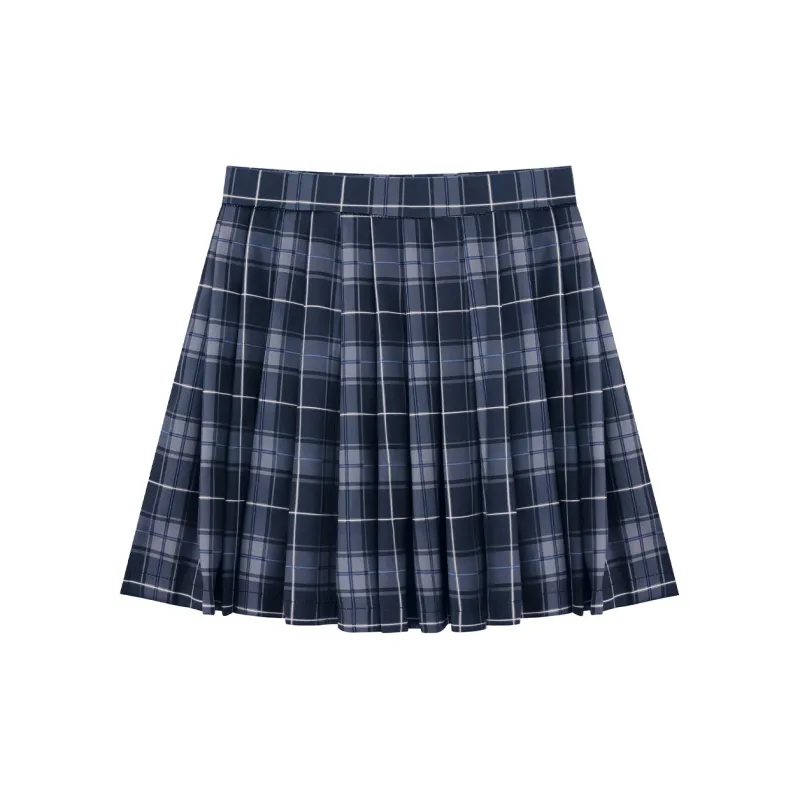 SNZX Casual Short Skirts Women's Blue Plaid-1