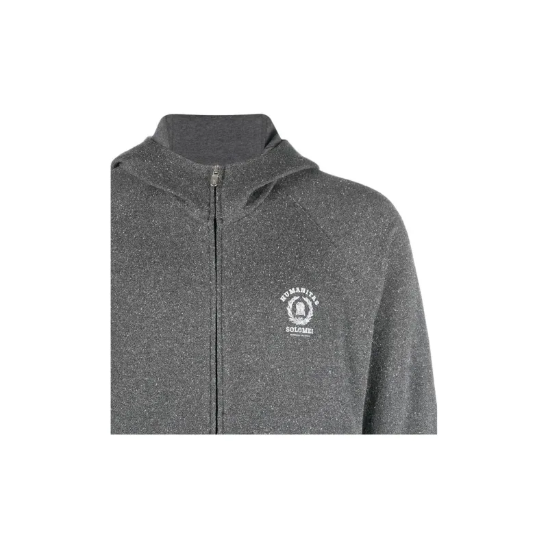 Brunello Cucinelli Logo print Zip up Hoodie-4