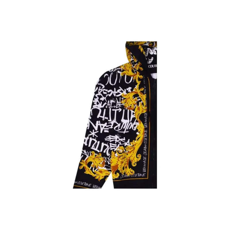 VERSACE JEANS Barocco Print Zip Up Drawstring Hoodie-6
