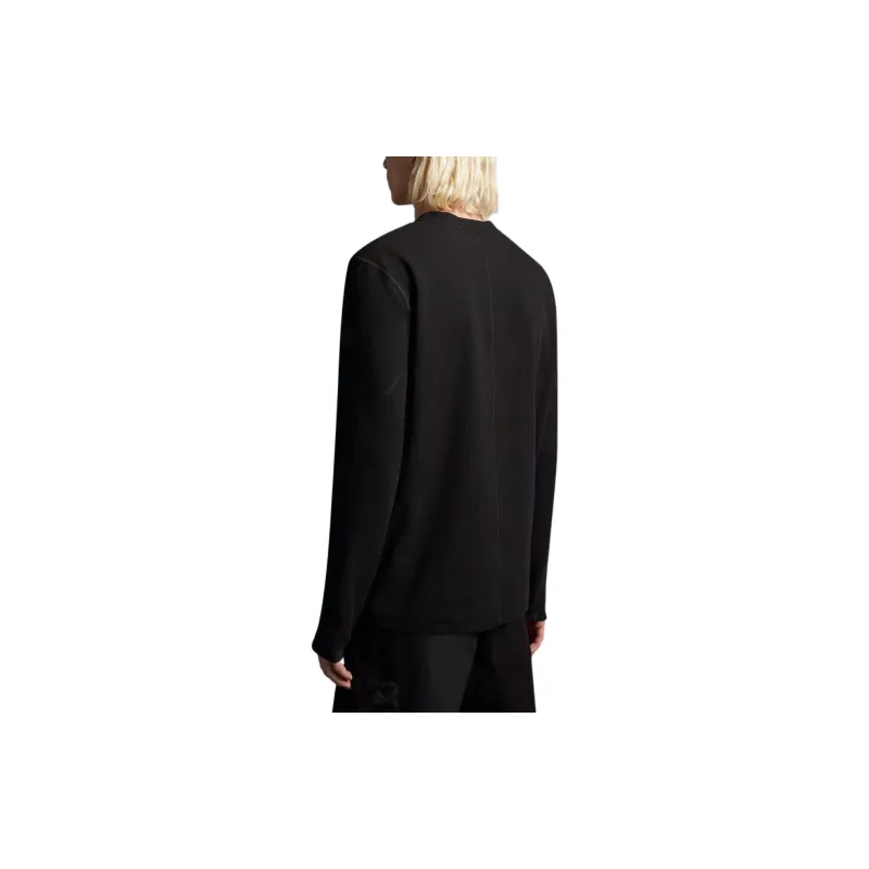 Moncler Cotton Button Long Sleeved T Shirt T Shirt Men's Black-2