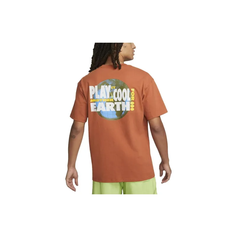 Nike Drop Shoulder Sleeve T Shirt Men's Darker Reddish Umber-2