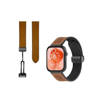 FZRT Huawei Compatibility Watch Band Frenzy Horse Pattern Magnetic Clasp Strap Genuine Leather Material