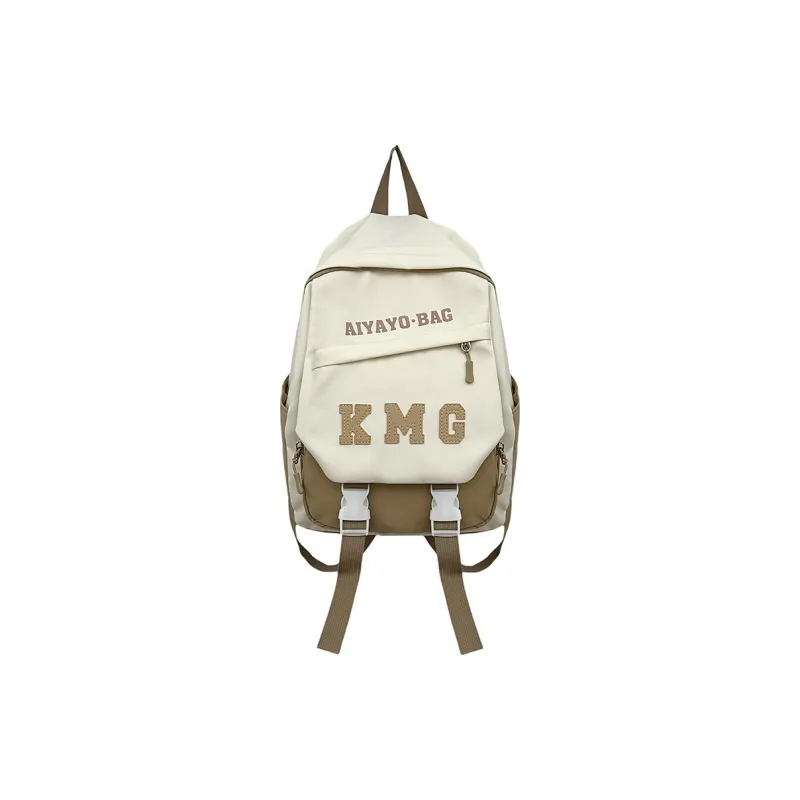 Cwatcun Nylon Fabric Backpack Unisex Beige/Blue/Green/Pink/Black-0